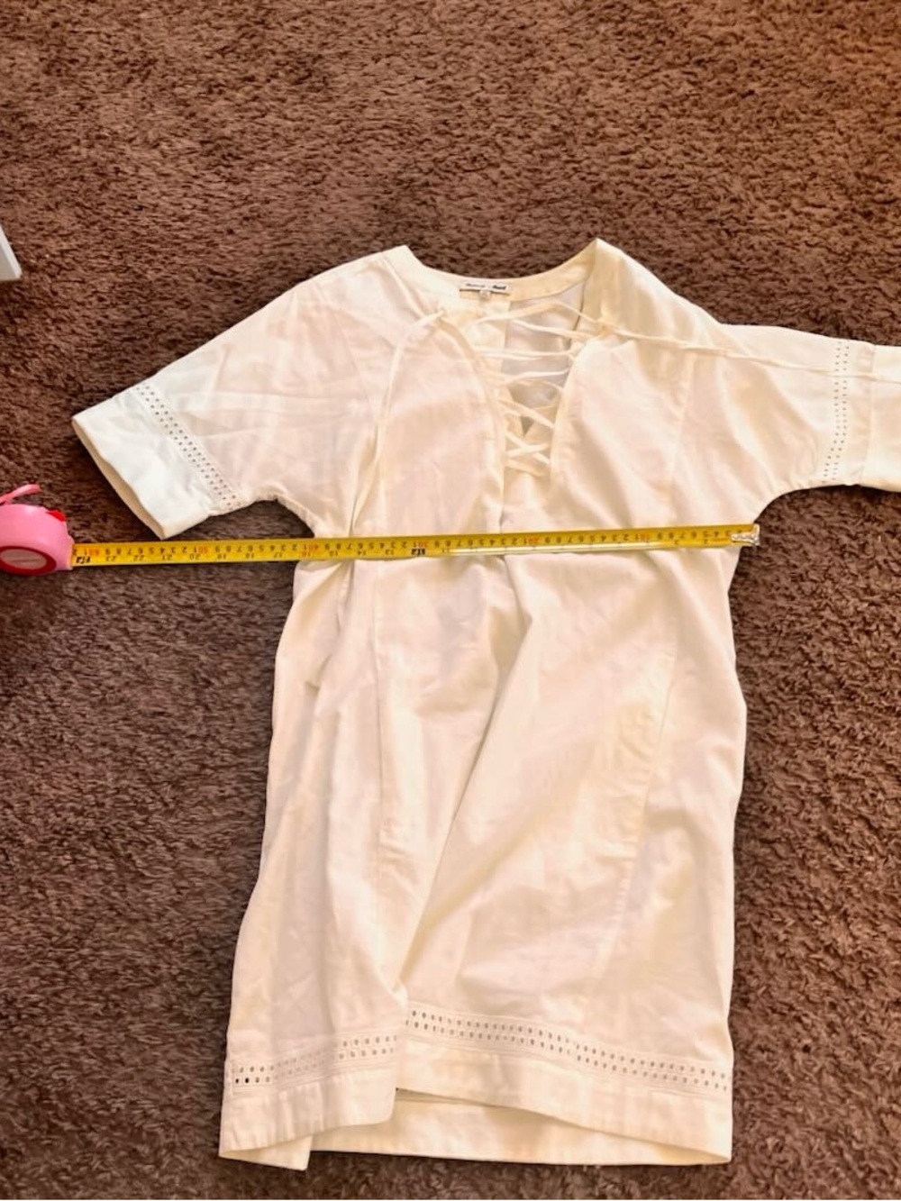 Madewell X Daryl K Lace Up Dress Beverly White Cotton Shift XS Oversized $158 - Picture 5 of 6